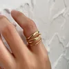Silvology 925 Стерлинговое серебро многослойное переплетение кольца нерегулярные дизайны Элегантное заявление Японии Кореи Простые украшения 240424