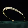 Haarclips Kubikzirkonia Braut Tiaras für Frauen Hochzeit Schmuckzubehör Braut Kopfstück Geburtstagsfeier Grad Stirnband Mädchen