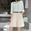 Women's Shorts Women Spring Summer Casual High Waist A-line Loose Wide Leg Chic Lady Khaki Suit 6 Colors NS5855