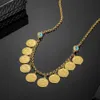 50cm Fashion Classic Money Coin Crystal Pendant Necklace Muslim Necklace for Women Middle Eastern Arab Jewelry Gifts 240410
