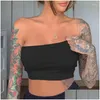 Camisoles Tanks Mulheres Lady Crop Tops Green Green Off Shoder Tub Tubo Top Bra Bralette Bandeau Stretch Bras Drop Delive Otmxz