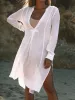 Définissez une nouvelle couverture de maillot de bain chemise de plage robe à manches longues Kaftan Pareos tunique pour le bikini de plage couverture de femmes Vêtements de plage d'été