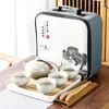 Ensembles de voies de thé avec sac de voyage 4 tasses de thé chinois set Travel Ceramic Portable Teapot Porcelain Taset Gaiwan Tool