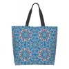 Shopping Bags Geometric Blue Canvas Tote Bag With Strong Handle Reusable Grocery Washable Eco-Friendly School Beach For Women Girls