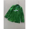 Women's suit designer, clothing sportswear jacket, luxury designer, women's jacket top, heavy-duty green beaded cowhide buckle slim fit version, suit jacket