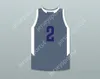 Aangepaste nee Naam Mens Jeugd/Kids Player 2 Wisconsin Playground Basketball Dark Gray Basketball Jersey Top gestikte S-6XL