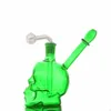 Wholesale colorful 3D Skull Hookah Bubbler Heady Glass Oil Dab Rigs Bongs Tobacco Pipes Filter Perc Wax Water Pipe Accessories With 14mm downstem smoking bowl