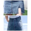 Corea de vajilla alta falda corta mujer verano SEXY BACT STRING SKIRDS Mujer A-Line Pants con Slit 240424