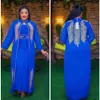 Vestidos de fiesta de bodas africanos para mujeres Primavera otoño Africano manga larga rojo azul blanco blanco traje de vestimenta larga musulmana abaya 240425