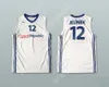 Aangepaste nee naam heren jeugd/kinderen David Jelineek 12 Tsjechische Republiek witte basketbal jersey top gestikt s-6xl