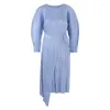 Robes décontractées yudx miyake irrégulières plissées robe personnalisée femme rond bandage mi-long bandage femelle vêtements élégants 2024