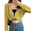 Women's Knits Women Short Knitted Cardigan Shrug Cropped Open Front Thin Long Sleeve Ladies Hollow Slim Out Coat Sweet X6X7