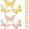 Fleurs décoratives 48 PCS 3D Papillons décalcomanies Fleur Butfly Decors Hollow Out for Wall DIY Petits autocollants Ornement de papier