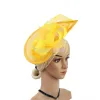 Sombrero de cóctel Fascinator de Sinamay Mujeres Flores de plumas Iglesia de la iglesia de boda Capilla de bodas Elegantes accesorios para el cabello