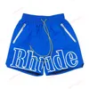 shorts de rhude pour femmes tendance d'été limité natation courte de créateur lettre d'impression noire blanc gris arc-en-ciel cordon de coton mode