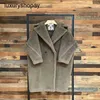 MaxMaras Coat Teddy Bear Dames Cashmere Coats Wol Winter 2024 Nieuwe Star Style Turtle Dove Gray Fur Grain Camel Fleece Middelste lengte C H0MF