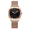 Armbanduhr HM-106 Marke Frauen Luxusquadrat Quarz Edelstahlband Modes wasserdichte Nachtglow Watch für Frauen