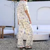 Zweiteilige Hosen für Frauen 2 lässige Outfits Sommer Frauen großer Buchstaben Fruchtdruck Single Breasted Revers Shirt Weitbein Sets 2024