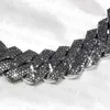 Heißverkauf 18mm 20 mm schwarz plattiert 2 Reihen hochwertiges Sterling Silber Ice Out Black Cuban Link Chain Moissanite