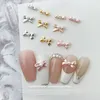 20pcs Kawaii 3d blanco Ballet Ballet Ballet Bownot Bow Ballerina Girl Girl Pearl Nail Art Art Diy Accesorios Decoración Decoración 240425