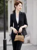 Kvinnors tvåbitar byxor svarta kostymer kvinnor sommar temperament stil professionell casual slim blazer och sätter kontor damer arbete slitage