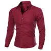Fashion printemps automne hommes chemises Arrivals Slim Fit Male Shirt Solid Long Sleeve British Style Office Cotton Mens 240426