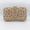 Abendtaschen Xiyuan Gold Champagner Blume Kristall Frauen Clutch Bag Hartharge Blumenhochzeitsfeier Handtasche weibliche Metallklauen