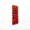 Strand Smooth Orange Agates Bracelets For Women Natural Stone Beads Watermelon Red Striped Energy Reiki Jewelry