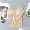 Camisoles tankar vadderade Coghet Floral Vest Top y Underwear Tank Flower Cami Bralette Womens Lace Camisole Drop Delivery Apparel Otm8U Otb8s