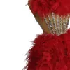 Sparkly Rhinestones paljetter Kort klänning Kvinnor Red Tube Top Prom Party Celebrate Homecoming Dress Singer Show Stage Wear Baozha 240415