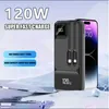 Banks d'alimentation du téléphone portable 200000mah Pack Power 120W Chargeur Super Fast Powerbank Charger portable Affichage numérique Batterie externe adaptée à l'iPhone 15 14 Samsung J2