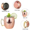 Tasses 5-1 morceau de 500 ml Moscou Mule Cople plaqué tasse en acier inoxydable Anti d'automne Beer Beverage Cup Champagne Party Bar Tool J240428