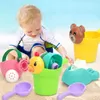 Zabawki do kąpieli dla niemowląt 4PCS Baby Summer Beach zabawki kreskówki piasek basen woda gra wanna zabawki dla dzieci miękki gumowy wiadro kettle Water Water Wheel Dift