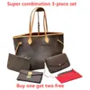 Lyxdesignväska Kvinnor Tote Bag Chain Bags Wallet 3 Piece Set stor kapacitet Never MM GM Tote Full modehandväska Kopplingsväskor