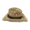 Summer Outdoor Sun Protection Cowboy Straw Hat for Men Women Wide Brim Beach Cap Natural Salt Grass Handmade Crochet Sunhat 240423