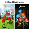 Garden Decorations 5 Head LED Solar Simulation Rose Flower Solar LED Light Garden Yard Lawn Night Lamp Landscape Garden Home Decoration Flowers