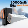 Banki z telefonu komórkowego 200000 mAh przenośny pakiet zasilający 120W PD Wysoka pojemność Szybka ładowanie Pakiet zasilania Zewnętrzna LED LED na laptop iPhone Camping Latkslight J240428