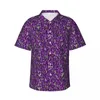 Casual shirts voor heren velden met lavendel zomerhemd mannelijk strand paarse bloemen print korte mouw mode elegante oversized blouses