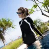 Frauen Badebekleidung 2024 Sonnenschutzmittel Badeanzug Mädchen Frühling einteilig Schwimmen Sie langärmelig