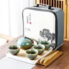 Ensembles de voies de thé avec sac de voyage 4 tasses de thé chinois set Travel Ceramic Portable Teapot Porcelain Taset Gaiwan Tool