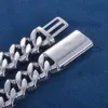 15 mm 24 pouces S925 argent 10k 14k 18k 18K rempli de solid de laboratoire de Moissanite Diamant Cuban Link Chain Collier Bracelet