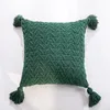 Pillow YIRUIO Cozy Breathable Chenille Cover 45 45cm V Stripe Cute Tassel Sofa Bed Decorative Knitted Throw Case