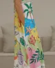 Vestido de playa de estampado Tropical Lady Tropical 2024 Summer Women Spaghetti Correa grande Swing Long Vestidos de vacaciones