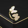 Designer Luxus -Schmuck Ring Vancllf heiß verkauft Mode Internet Berühmtheit mit dem gleichen Mikro -Diamant -Schmetterling Eröffnungsring für Frauen Japan South
