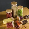 Garrafas de armazenamento Transparente Glass Jar Tea Coffee Candy Garranha de grãos diversos com tampa de bambu High Borossilicate Split