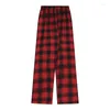 Frauenhose 2024 Herbst und Winter verdickte Vintage Wide Leg Plaid Casual Women Straight Tube Locker