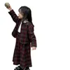 Conjuntos de roupas Girls Coat Dress Dress Kids Suits 2pcs/Conjunto 2024 Plaid Spring Autumn Cotton Teenagers Uniformes Escola Crianças