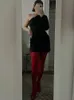 Meias sexy novas meia -calça vermelha do ano novo Ano Novo Meias Vermelhas Mulheres Femininas Longa Meias Longas Ultra Finwear