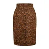 Kjolar kvinnor sexig mocka midi blyerts kjol leopard tryck 2024 hösten vinter mode streetwear elastic hög midja bodycon