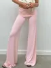 Pantalon féminin ouvert à face décontractée haute taille en ramine de papillon